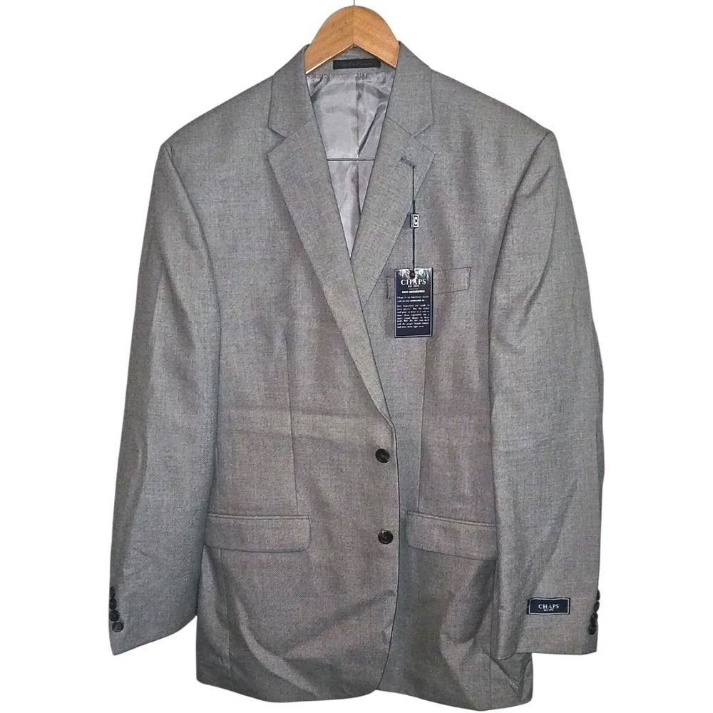 Ralph Lauren Chaps Men's Black & White Blazer‎ Two Button Jacket Sport Coat 44L